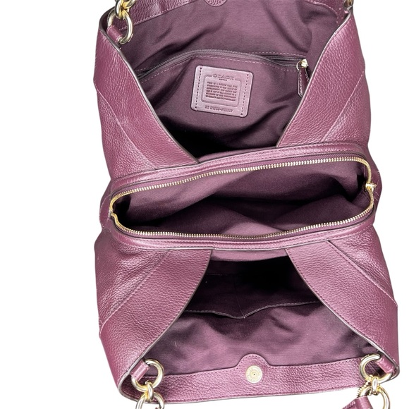 Coach, pebbled, leather large, purple plum maroon Lexy shoulder bag - Picture 5 of 7